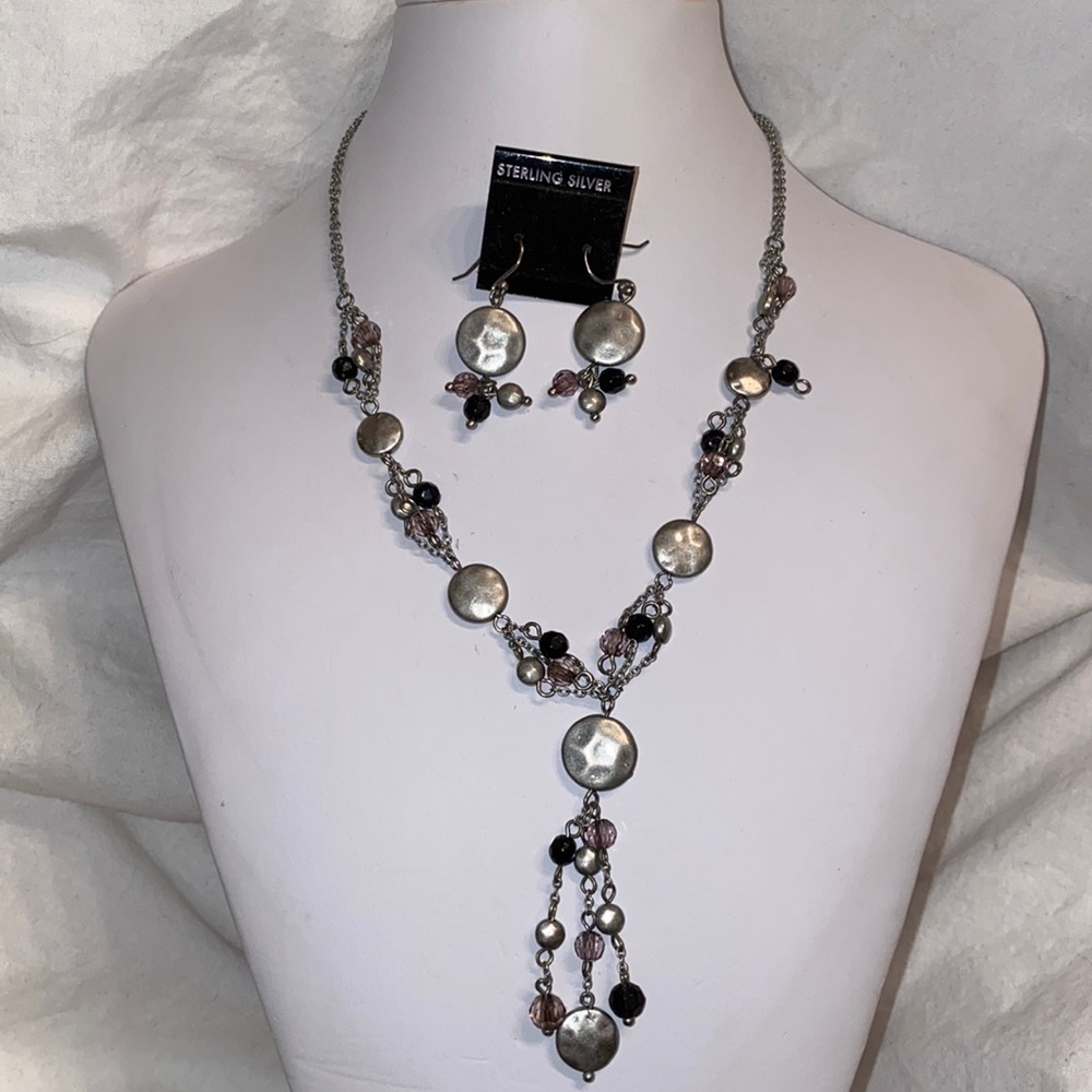 Lia Sophia Silver and Crystal Necklace and Earrings
